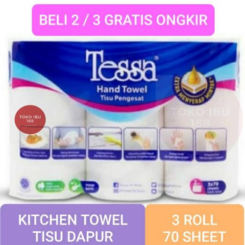 Foto Produk TISSUE HAND TOWEL PENGESAT, TESSA KITCHEN 3 ROLL,TISU DAPUR ROL GULUNG dari tokoibu168