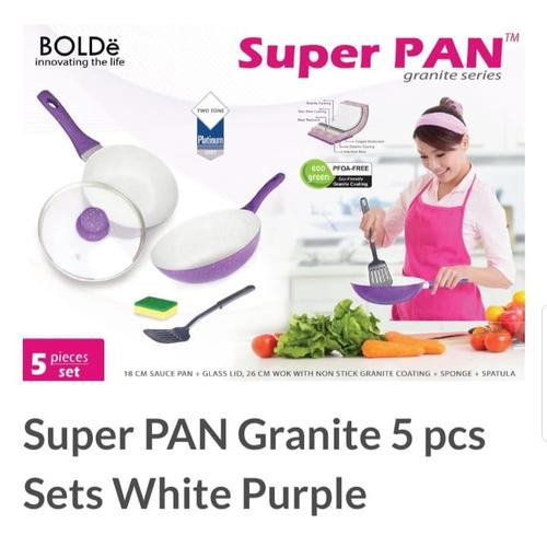 Gambar SUPER PAN Granite Set BOLDE 5 Pcs Panci Wajan Anti Lengket Granit PURPLE - KADO EXTRA dari Toko Lima_NEW undefined Tokopedia
