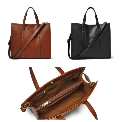 fossil kingston tote medium brown