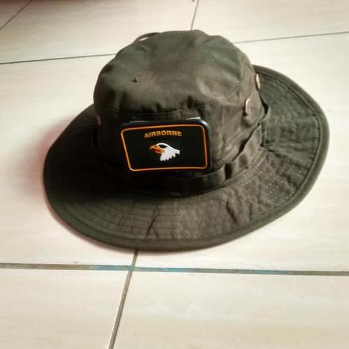 topi rimba velcro hijau TNI Terjamin 