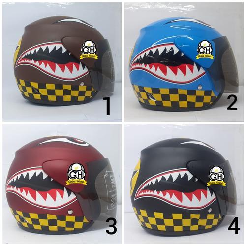 Jual HELM HALF FACE EVOLUTION SHARX WARHAWK MIRIP GM EVO MURAH HELM DEWASA Black Kab