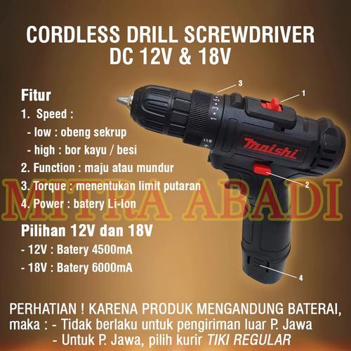 Foto Produk Mesin Bor Tangan Portable / Cordless Drill Screwdriver DC - 12V dari Toko Mitra Abadi