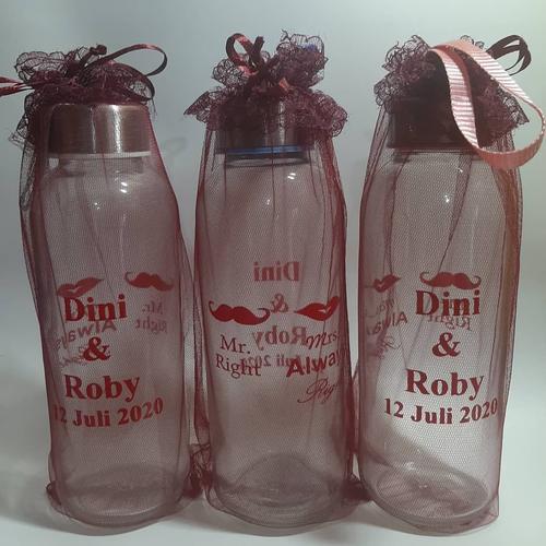 Foto Produk Botol Tumbler Kaca Bening Free Cetak Nama Kemas Tile / Souvenir Botol dari Rend's Souvenir