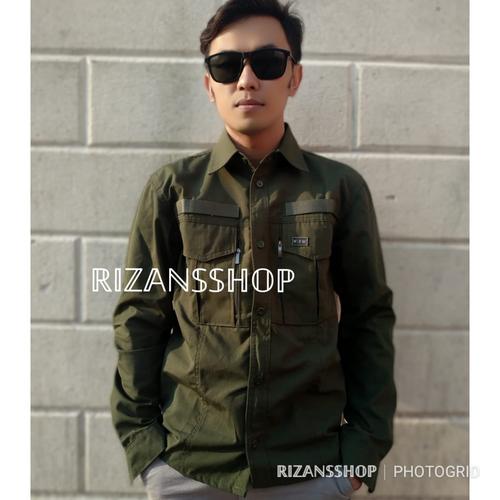Foto Produk BAJU KEMEJA PANJANG PRIA WANITA LAPANGAN ARMY ATASAN TAKTIKAL PDL XXL - Hijau dari RIZANSSHOP