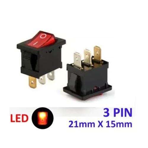 Jual Saklar kecil Power switch lampu merah 3 pin on Off mini switch ...