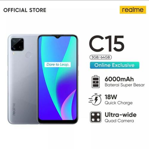 Foto Produk REALME C15 4/64 RAM 4 ROM 64 GARANSI RESMI REALME - SEAGULL SILVER dari Nagaemas