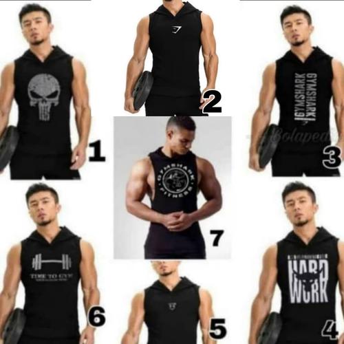 Foto Produk Singlet HOODIE gym fitnes / kaos training fitness dari Bolapedia