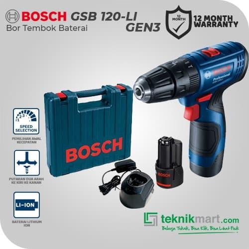Bosch GSB 120-Li Gen3 12Volt Bor Impact Baterai WITH 33 XLINE di  Teknikmart Tokopedia