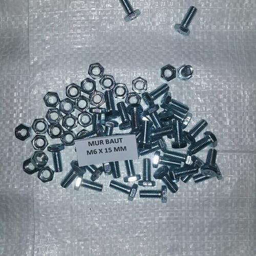 Foto Produk Mur baut M6 x 1,5 cm / Bmp M6 x 15 mm galvanis / Bmp 6mm panjang 15mm dari Juragan_Teknik