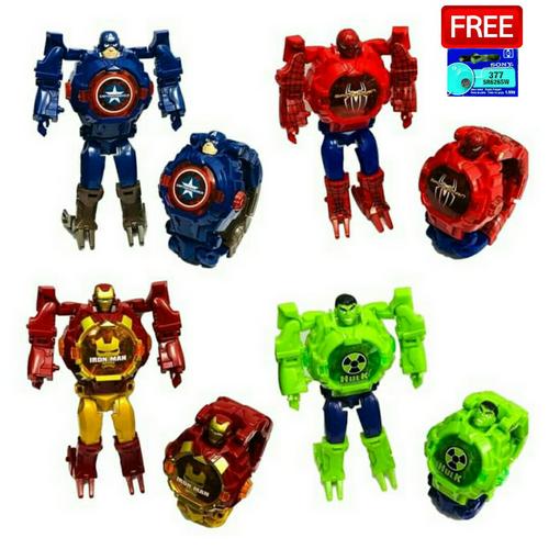 Jual JAM TANGAN ROBOT AVANGER SPIDERMAN / CAPTAIN AMERIKA / HULK / IRON ...
