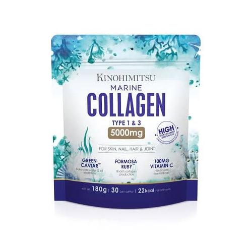 Foto Produk KINOHIMITSU MARINE COLLAGEN POWDER 180gr TYPE 1&2 5000mg 30 day supply dari Filemonstore