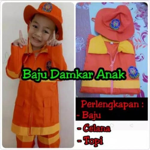 Foto Produk Baju seragam damkar anak profesi karnaval pemadam kebakaran cilik mura - 3-5thn S dari Arul army