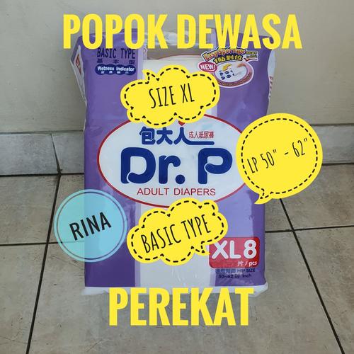 Foto Produk Adult Diapers Dr. P Size XL isi 8 Popok Dewasa Unisex Basic Type dari Rina
