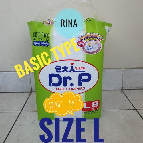 Foto Produk Popok Dewasa DR. P SIZE L ISI 8 ADULT DIAPERS DR P UNISEX BASIC TYPE dari Rina