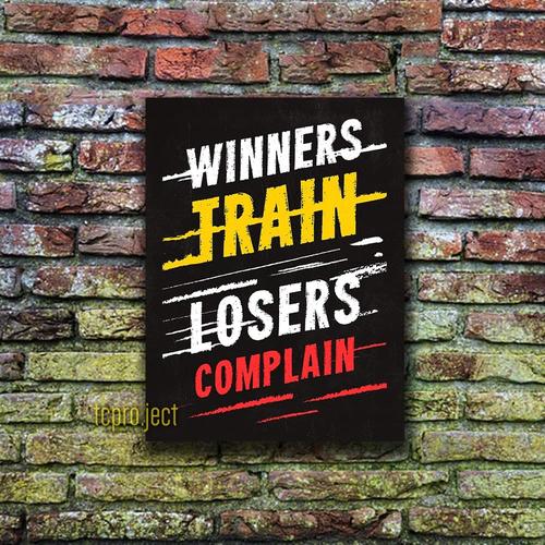 Jual QUOTE GYM WINNERS TRAIN POSTER POSTER KAYU HIASAN DINDING