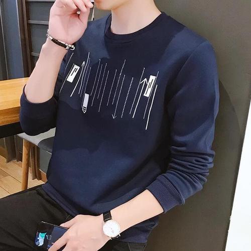 Foto Produk Atasan Baju Kaos Mido Lengan Panjang Cowok Pria Premium Murah Fashion - navy, M atau L dari queenlabel