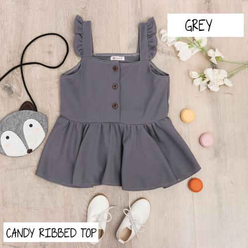 Foto Produk BAJU DRESS ANAK PEREMPUAN, CANDY RIBBED TOP WARNA GREY - 3 tahun dari uWa_store