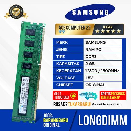 Gambar RAM SAMSUNG LONGDIMM DDR3 2GB PC 12800 dari ACE COMPUTER 22 Kota Tangerang Tokopedia