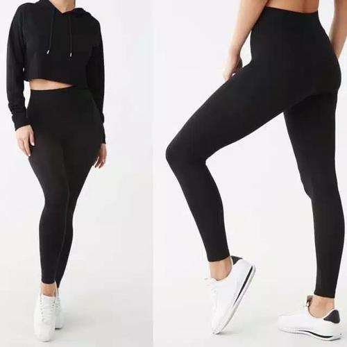 F21 Basic Stretch High Leggings Black 