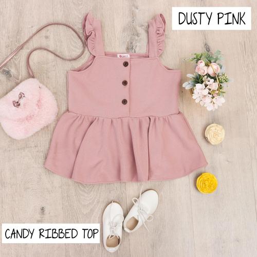 Foto Produk BAJU DRESS ANAK PEREMPUAN, CANDY RIBBED TOP WARNA DUSTY PINK - 6 thn dari uWa_store