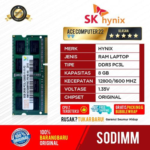 Foto Produk RAM HYNIX SODIMM DDR3L 8GB PC12800 dari ACE COMPUTER 22