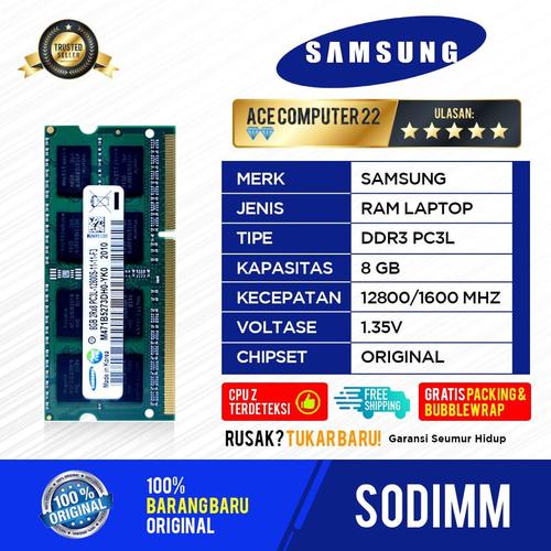 Foto Produk RAM SAMSUNG SODIMM PC3L / DDR3L DDR3 8GB PC 12800 dari ACE COMPUTER 22