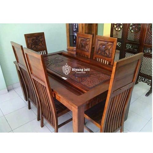 Jual Meja Makan Jati Model Minimalis Kpasitas Kursi 6 Material Kayu Jati Kab Jepara Biyang Jati Furniture Tokopedia