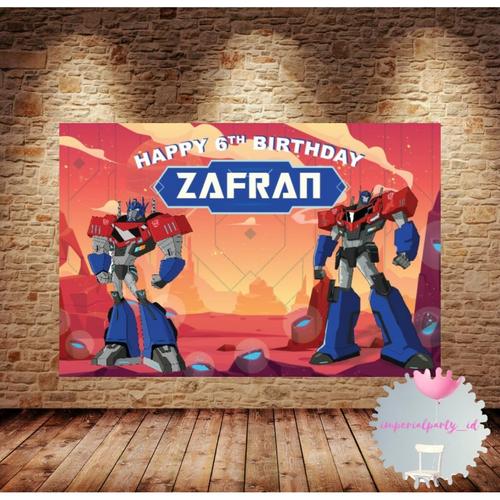 Jual Custom Backdrop Banner Happy Birthday Transformers Optimus Prime