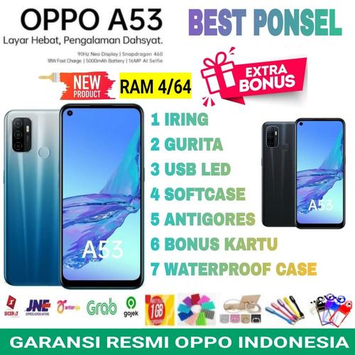 Foto Produk OPPO A53 RAM 4/64 GB GARANSI RESMI OPPO INDONESIA - hitam no bonus dari BEST PONSEL