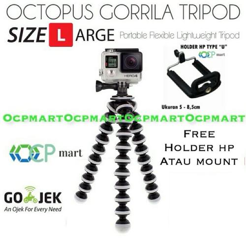 Foto Produk Octopus Gorilla LARGE Size Tripod with Mount Gorillapod Gopro Xiaomi - bonus HOLDER HP dari ocp mart