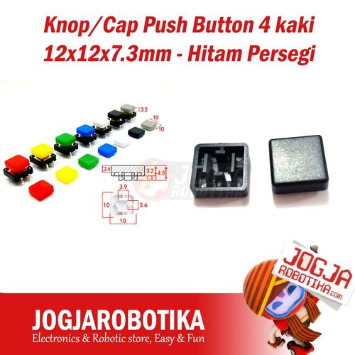 Jual Knop/Cap Push Button 4 kaki 12x12x7.3mm - Hitam Persegi - Kab ...