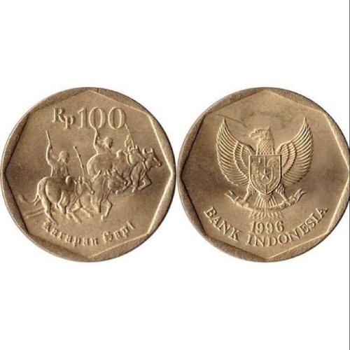 Jual UANG LOGAM KUNING 100 RUPIAH UANG KOIN KARAPAN SAPI UANG MAHAR