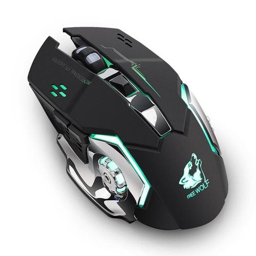 Jual Free Wolf Wireless Gaming Mouse LED Light 1800 DPI - X8 - Black ...