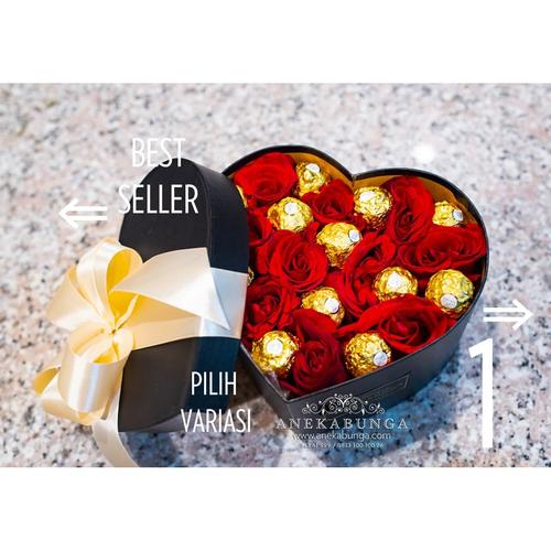Jual Flower Box Love Bunga Mawar Asli Kotak Fresh Rose Flower Valentine ...