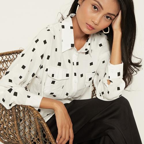 Foto Produk Cammomile 2008016 SF062 atasan wanita kemeja lengan panjang - White, Free Size dari Cammomile FashionLine