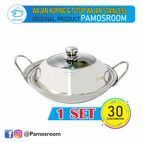 Gambar Pamosroom Wajan Stainless 1 Set + Tutup 30cm Kuali Panci Anti Lengket dari pamosroom_NEW undefined Tokopedia