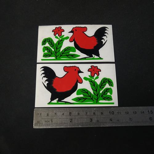 Foto Produk Cutting Sticker mangkok ayam Jago KECIL 10cm sepasang bahan oracal dari Teras Digital
