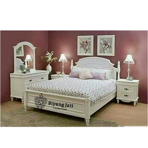Jual Set Kamar Tidur Minimalis Mewah Material Kayu Jati Cat Duco Putih Susu Kab Jepara Biyang Jati Furniture Tokopedia