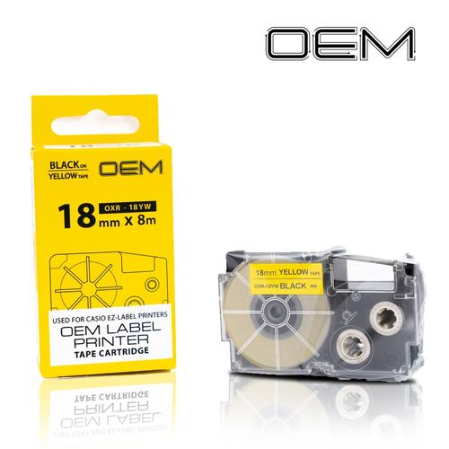 Jual LABEL TAPE 18MM HITAM DI ATAS KUNING - 18mm x 8m Refill Pita Label ...