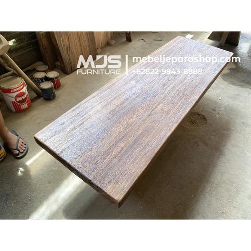 Jual Papan top table meja kayu solid trembesi finishing rustik antik