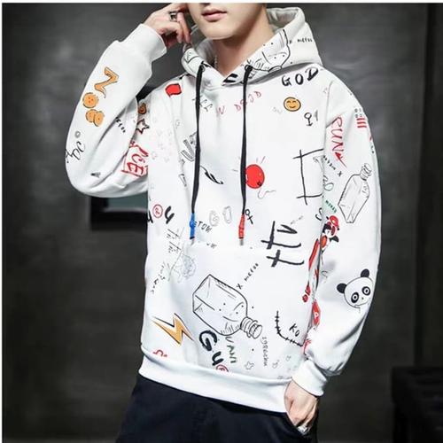 Foto Produk Sweater Hoodie Motif Pria Cowok All in Jaket Sweter Kekinian Premium - Putih dari queenlabel