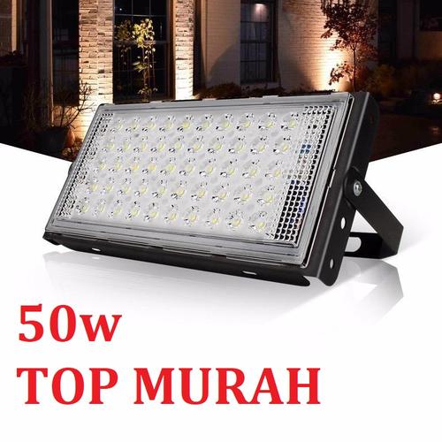 Foto Produk LAMPU SOROT/TEMBAK LED SLIM 50 WATT/50W RGB LED FLOODLIGHT 50WATT 220V - 50W PUTIH dari tokoelectrical