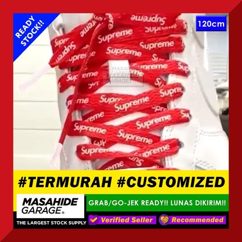 Jual SUPREME RED SHOELACES SUPREME LOGO SHOELACES 120cm TALI SEPATU Kota Tangerang