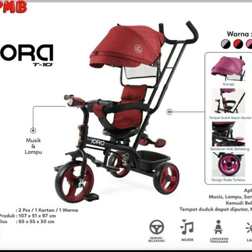 Foto Produk Sepeda anak roda tiga stoller PMB Iora T-10 - Merah Muda dari SHINING Shop31