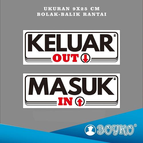 Jual Acrylic sign papan tanda Masuk IN dan Keluar OUT 