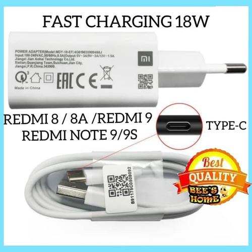 CHARGER TYPE-C 18W REDMI 8A REDMI REDMI NOTE 9S FAST CHARGING di Bee  Home Coffee Cocoa Tokopedia
