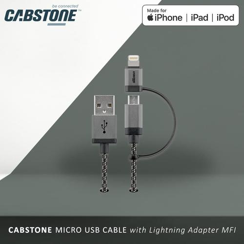 Jual CABSTONE - 2 in 1 Micro Usb Cable with Licghtning Adapter MFI ...
