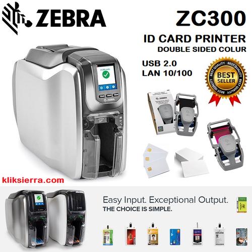 Jual ZEBRA ZC300 ID Card Printer Thermal Kartu ZC300 2Sided USB 2.0