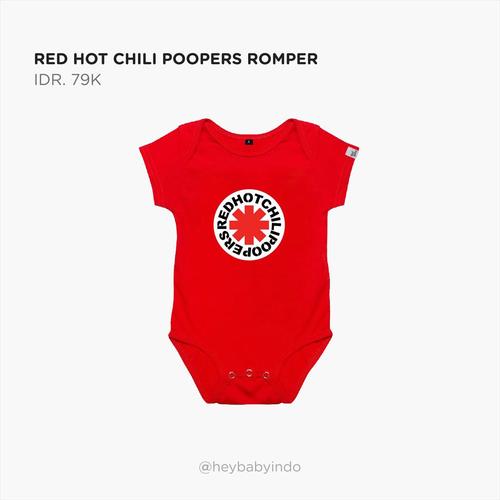 Foto Produk Hey Baby Red Hot Chili Poopers Romper Jumper Anak Bayi - 12-18m dari Hey! Baby