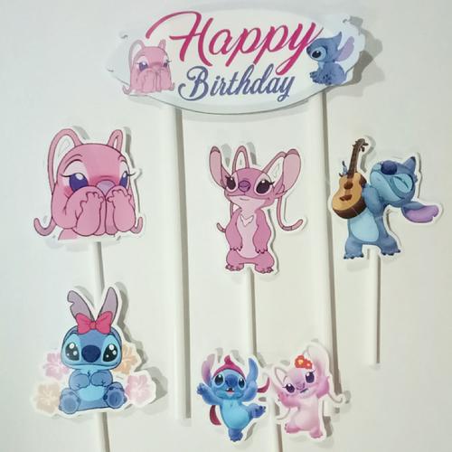 Foto Produk topper tusukan hiasan kue cake ulang tahun birthday karakter stitch dari reanolshoop